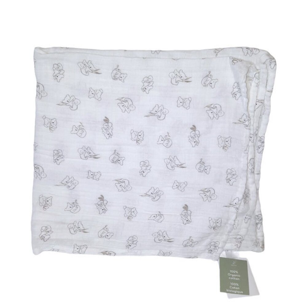 H&M Gray Koala White Muslin Lovey Security Blanket 23" X 25"